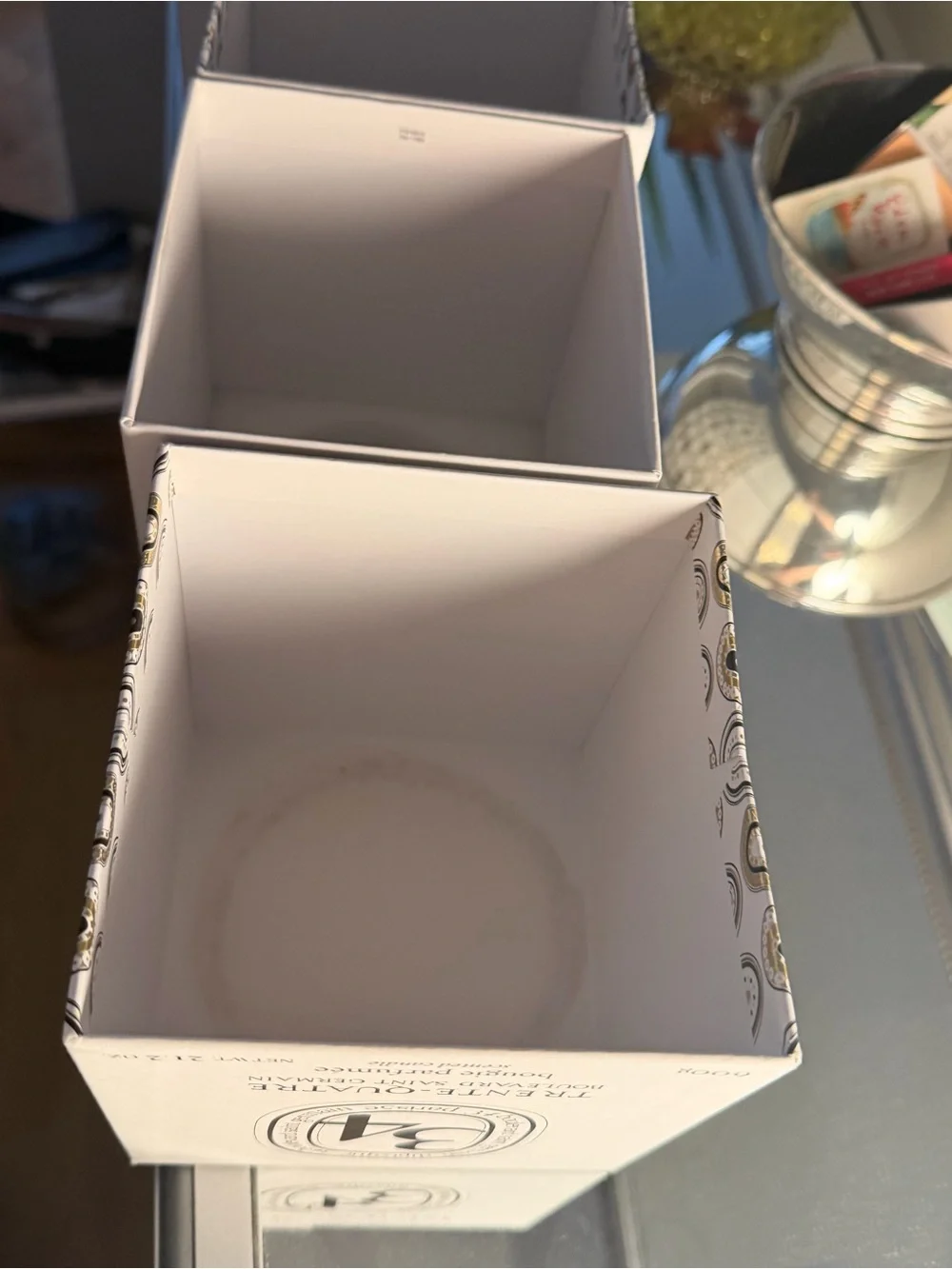 3 Diptyque Empty Candle Boxes  Roses & 34 Candle Box Set